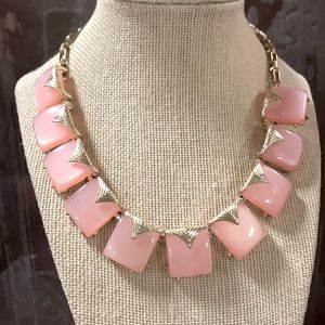 CORO Pink lucite thermoset cube necklace gold chain